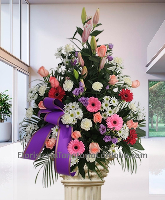 Palma Funeraria Rosa, Composición Floral Fúnebre